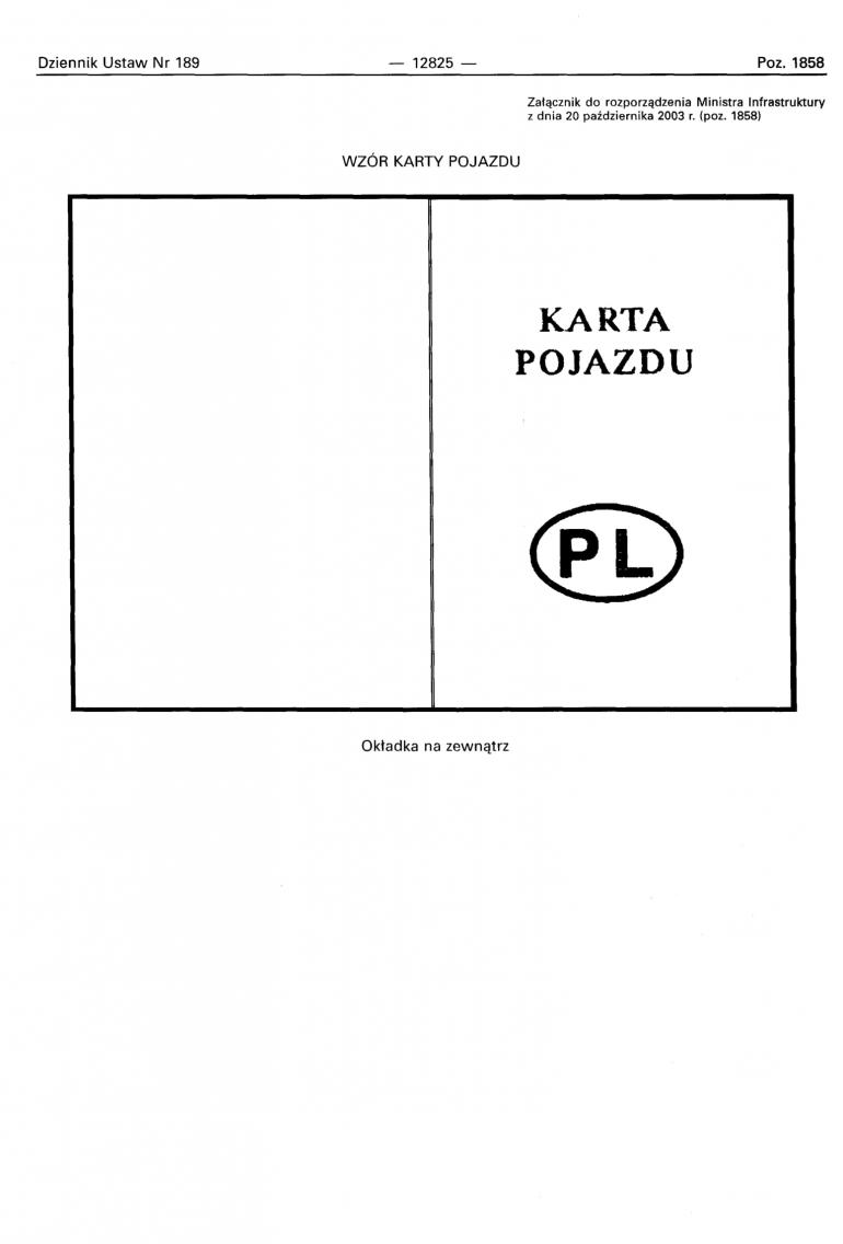 karta pojazdu wzór okładka