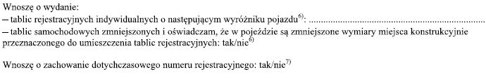 wniosek o tablice rejestracyjne indywidualne